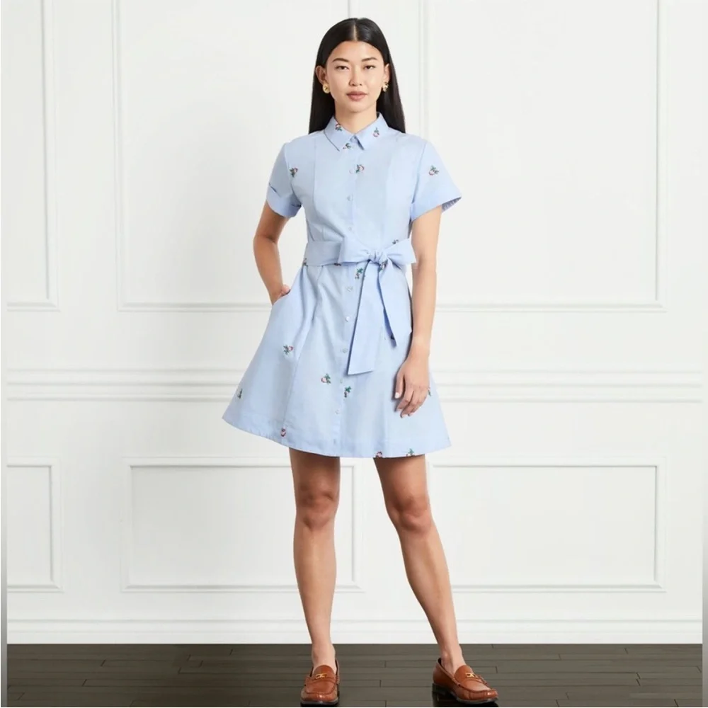NWT HiILL HOUSE  Laura Cotton Dress in Oxford Blue Size XXL